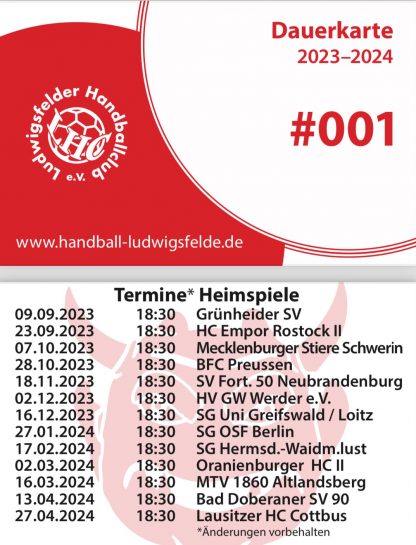 Dauerkarte Ludwigsfelder Handballclub e.V.